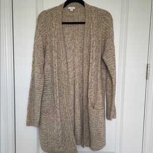 J. Jill Textured Beige Open-Front Cardigan